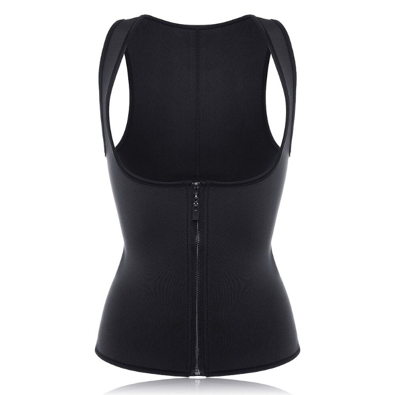 Dam Front Zip Sports Trainer Cincher Korsett Midja Shapewear Väst Plus Size Polyester Neopren