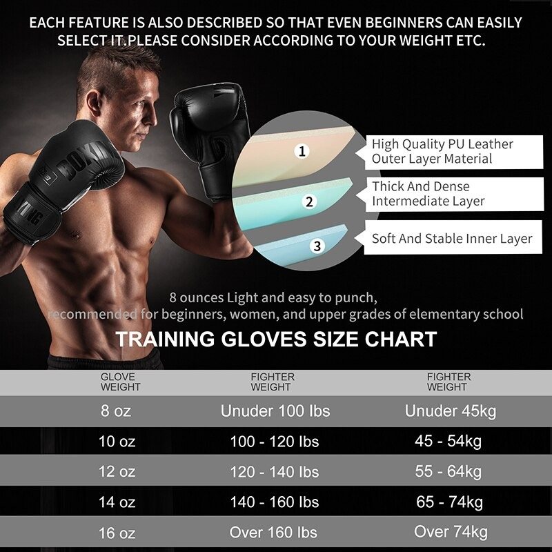 Flygande Boxningshandskar Pu-läder Muay Thai Guantes De Boxeo