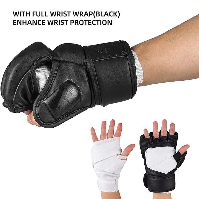 Halvfinger Boxningshandskar Pu Läder mma Fighting Kick