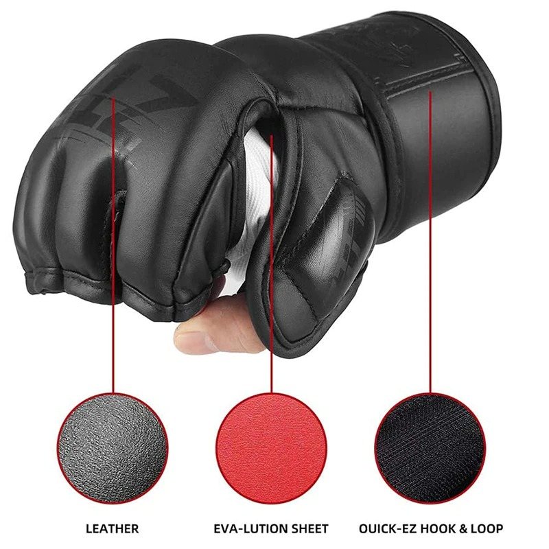 Halvfinger Boxningshandskar Pu Läder mma Fighting Kick