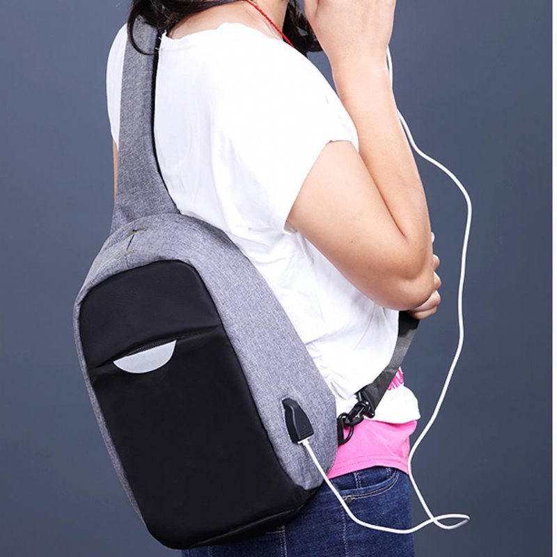 Men Extern Usb Laddning Multi-function Sling Bag Vattenavvisande Anti Theft Bag För Ipad