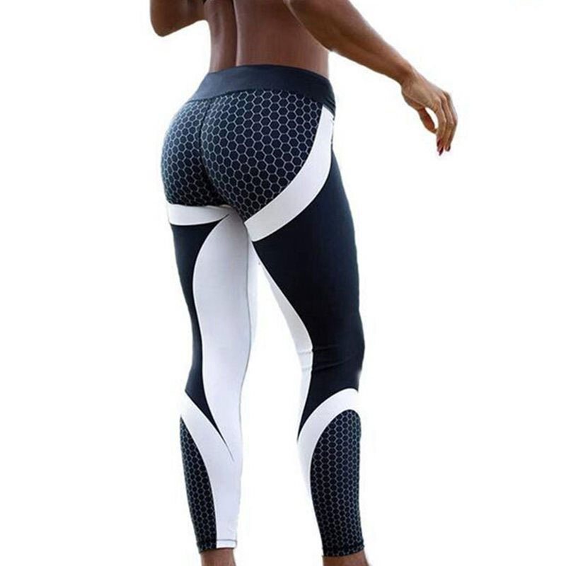 Tengoo Kvinnor Yoga Byxor Honeycomb Tryckt Elasticitet Gym Fitness Sport Girl Leggings