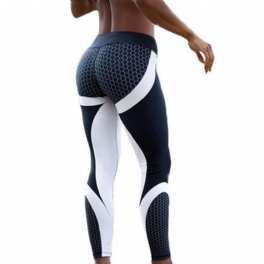Tengoo Kvinnor Yoga Byxor Honeycomb Tryckt Elasticitet Gym Fitness Sport Girl Leggings
