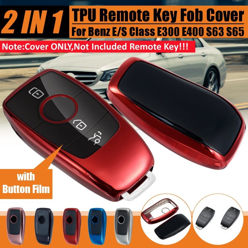 2 I 1 Tpu Fjärrkontroll Smart Key Case Fob-skydd Med Knappfilm För Benz E/s Class E300 E400 S63 S65