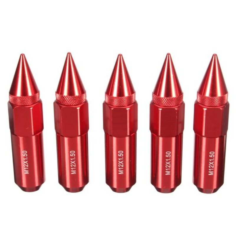 20st M12x1.5 Aluminium 60mm Bilhjul Fälgar Luggmuttrar Spiked Extended Tuner