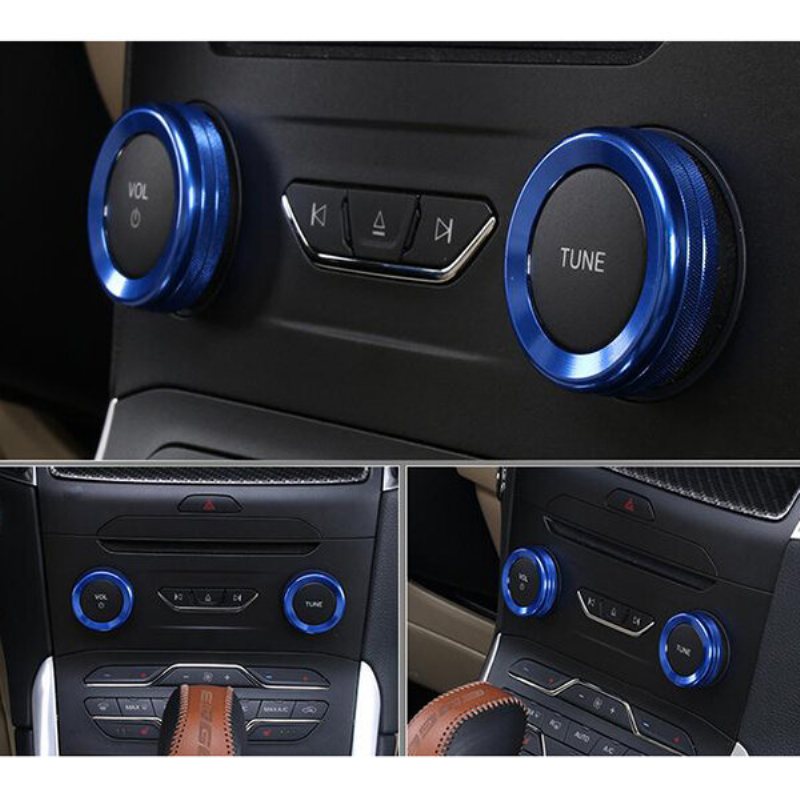 4st/set Bilar Alu Dekoration Stereo Knop Ring Luftkonditionering Circle För Ford Edge