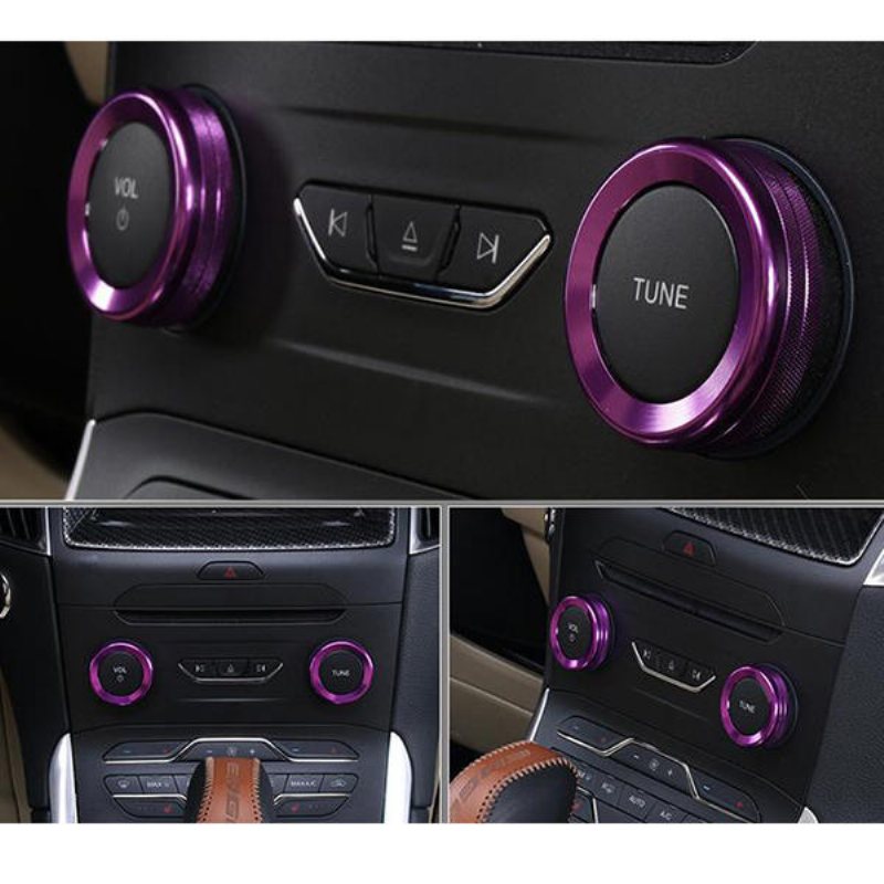 4st/set Bilar Alu Dekoration Stereo Knop Ring Luftkonditionering Circle För Ford Edge