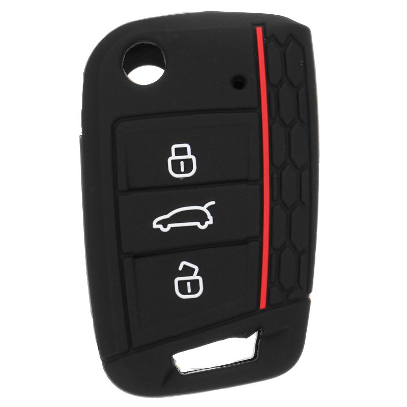 Silikonfjärrnyckelskydd 3-knapps Fob-fodral Skal För Volkswagen Vw Golf 7 Mk7