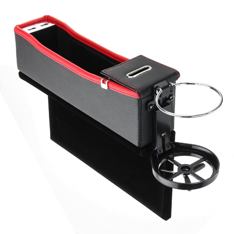 Usb-laddare Bil Höger Sida Säte Spricka Förvaringslåda Gap Filler Organizer Catcher Box Mugghållare
