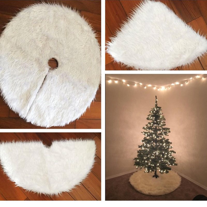 90 cm Snow Plysch Julgran Kjol Base Golvmatta Cover Julfestdekorationer