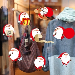 Miico Xh7224 Julklistermärke Tecknad Jultomte Väggdekaler Avtagbara För Julrumsdekoration